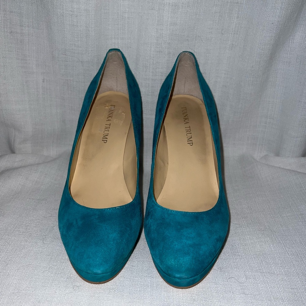 Teal Suede Ivanka Trump Heels